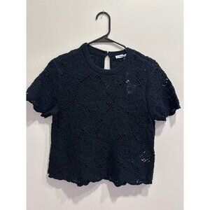 NWT A&F Crochet Black Top - Sz S